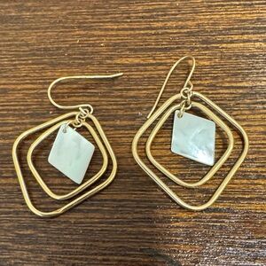 Gold and White Geometric Earrings
